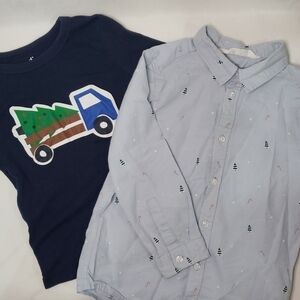 H&M Holiday Christmas Button Down Long Sleeve + JOE FRESH Christmas Tree Top